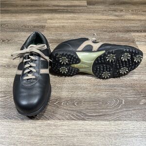 Footjoy Contour Series Golf Shoes Black Leather with Tan Suede Accents sz:9W